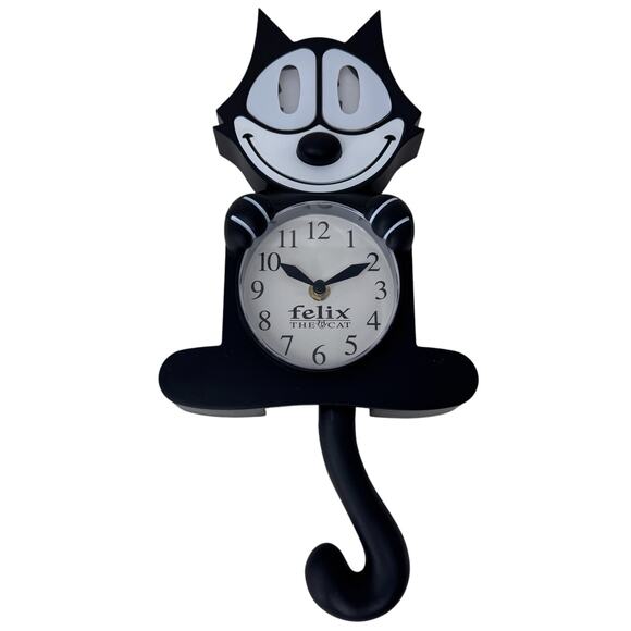 NJ Croce 3DFelix The Cat Analog Motion Clock Moving Eyes Pendulum Tail Black - Picture 3 of 13